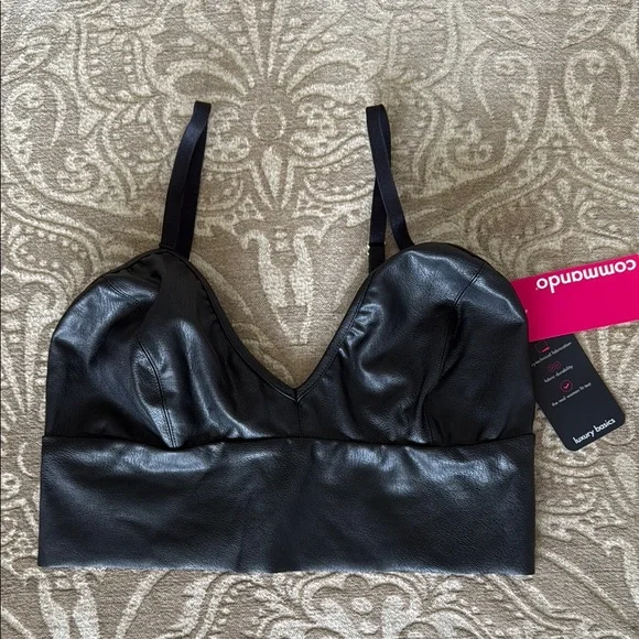 Commando Black Faux Leather Bralette - Picture 3 of 9